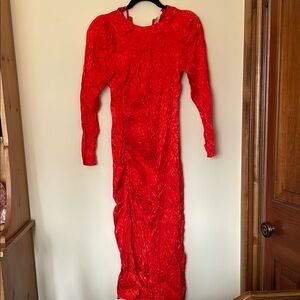 Elegant Red Long Sleeve Dress